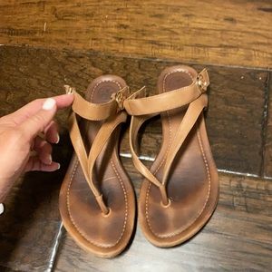 Tory Burch brown leather sandal slide size 5.5